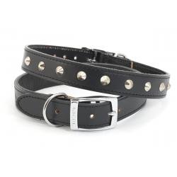 Ancol Leather Collar Studded Black 50-59cm - Pet Supplier Store