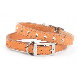 Ancol Leather Collar Studded Tan 26-31cm - Pet Supplier Store