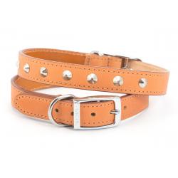 Ancol Leather Collar Studded Tan 45-54cm - Pet Supplier Store