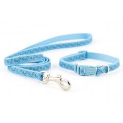 Ancol Paw & Bone Collar & Lead Set Blue - Pet Supplier Store