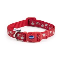 Ancol Reflective Star Adjustable Collar Red 30-50cm - Pet Supplier Store