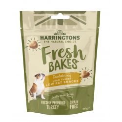 Harringtons Fresh Bakes dog treat package on a white background