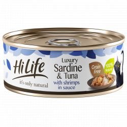 HiLife It's Only Natural Luxury Sardine & Tuna, with shrimps in sauce 70g - Pet Supplier Store