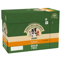 JAMES WELLBELOVED Grain Free Turkey Pouch Puppy 12x100g - Pet Supplier Store