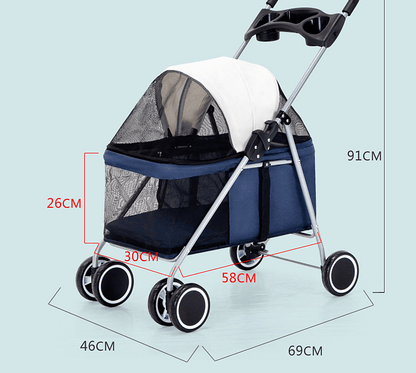 Pet stroller lightweight with four wheels - Pet Supplier Store