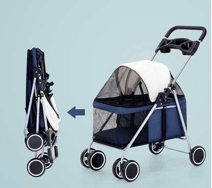 Pet stroller lightweight with four wheels - Pet Supplier Store