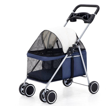 Pet stroller lightweight with four wheels - Pet Supplier Store
