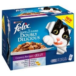 Purina Felix Doubly Delicious Country Recipes in Jelly 12 Pack - Pet Supplier Store