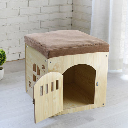 Removable And Washable Four Seasons Pet House, Wooden Pet Nest - Pet Supplier Store