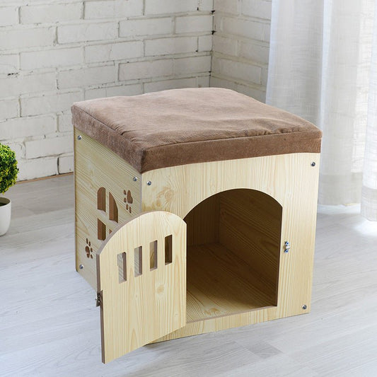 Removable And Washable Four Seasons Pet House, Wooden Pet Nest - Pet Supplier Store